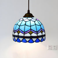 Lampe Tiffany Suspendue en Verre Multicolore - Opale