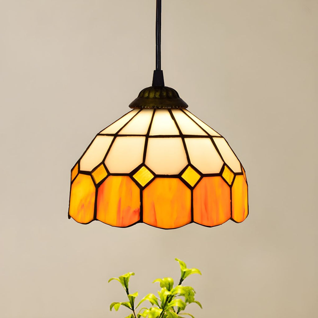 Lampe Tiffany Suspendue en Verre Multicolore - Opale