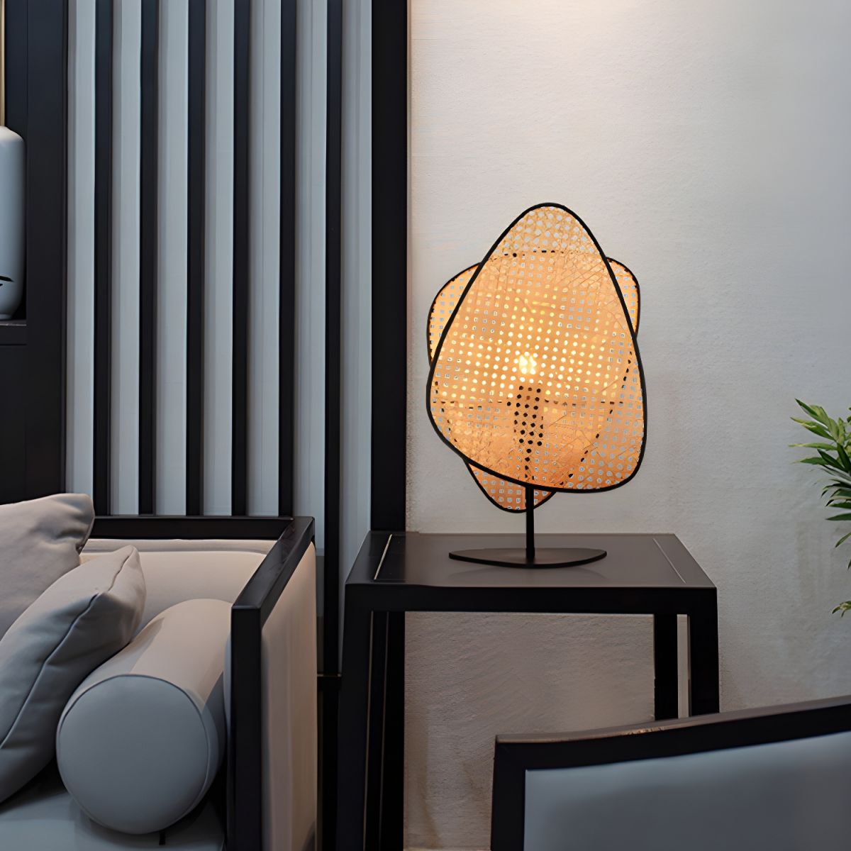 Lampe de chevet Design en Rotin et Métal - Opale