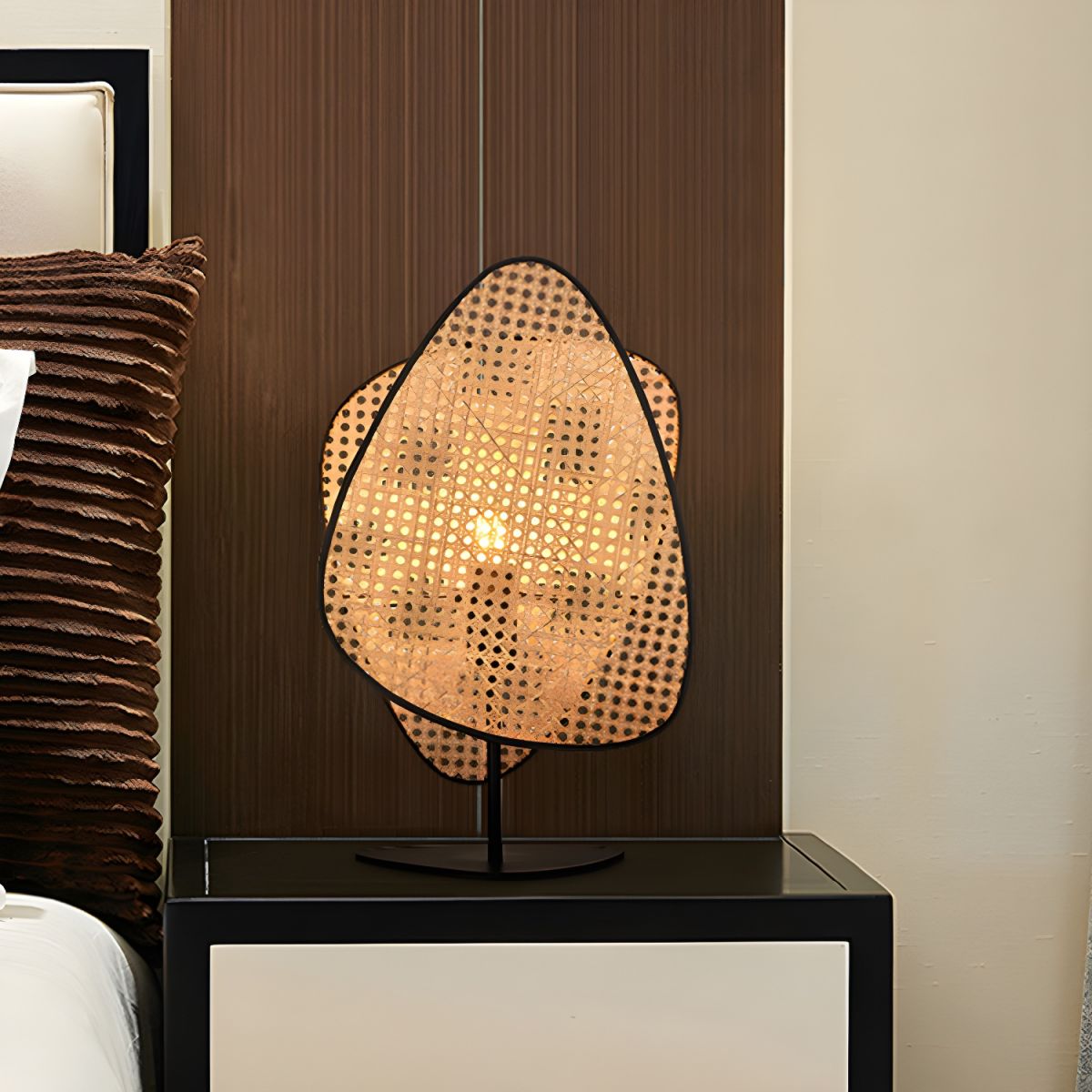 Lampe de chevet Design en Rotin et Métal - Opale