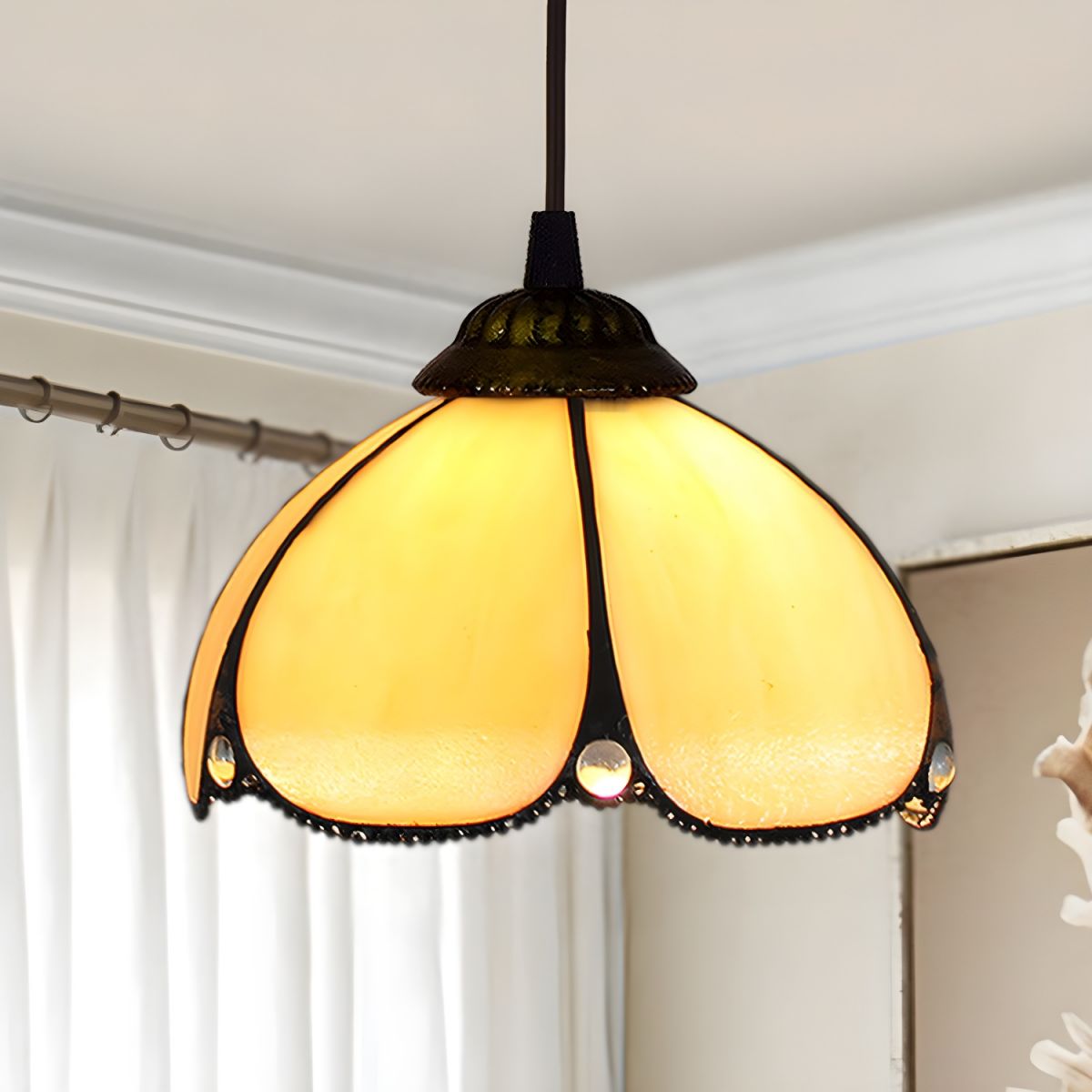 Lampe Tiffany Suspendue en Verre Multicolore - Opale