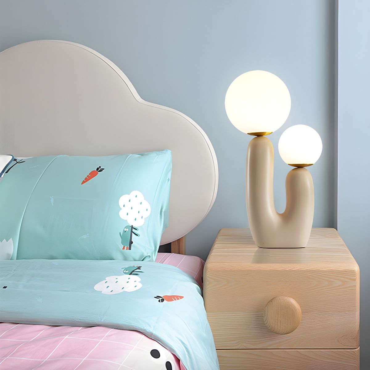 Lampe de chevet 2 Boules Blanches Moderne - Opale
