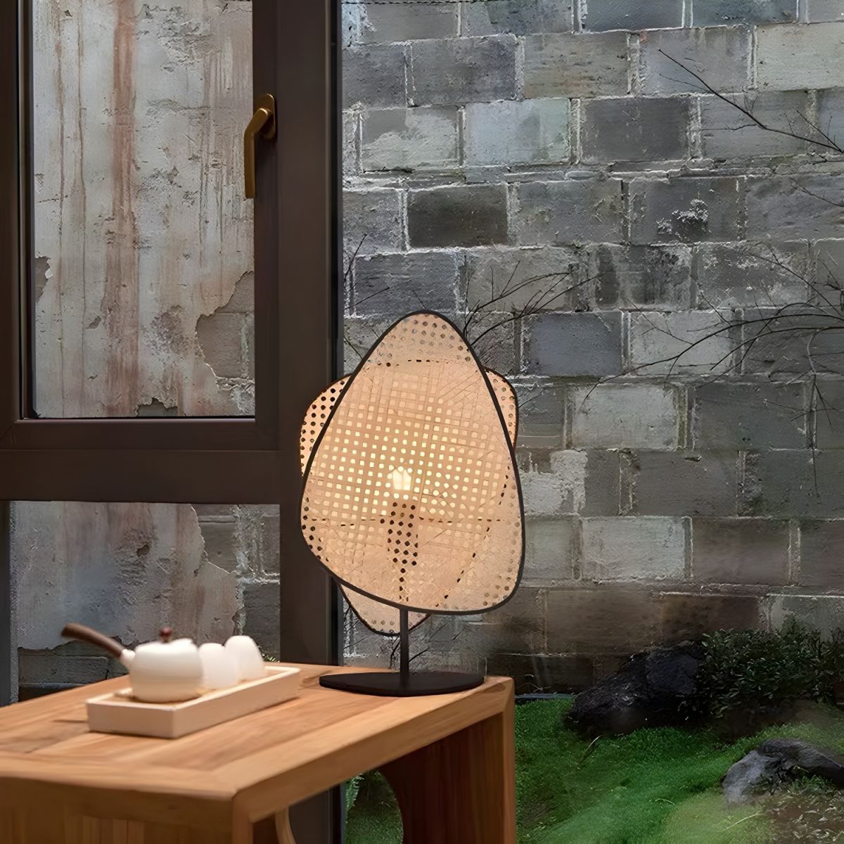 Lampe de chevet Design en Rotin et Métal - Opale