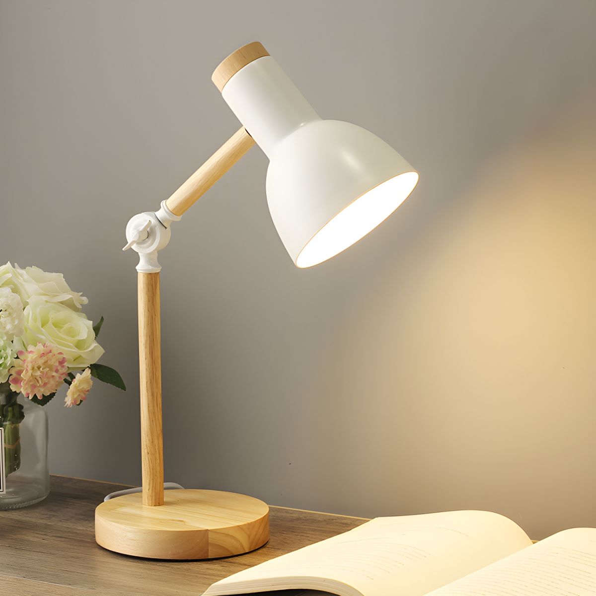 Lampe de Bureau en Bois articulié Design Scandinave - Opale Image