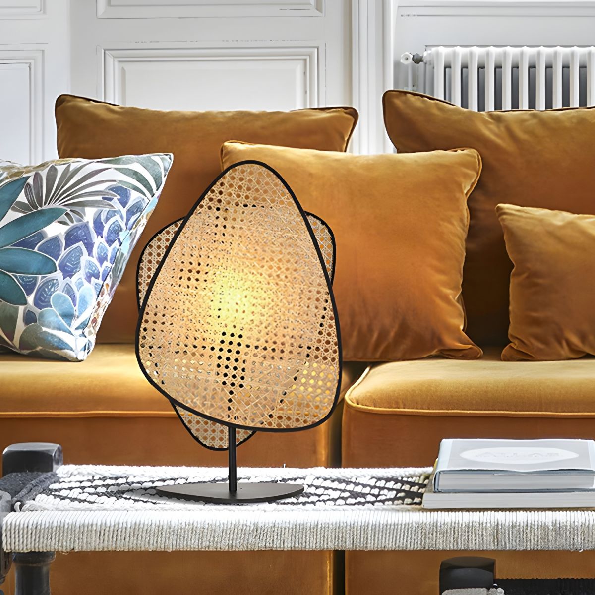 Lampe de chevet Design en Rotin et Métal - Opale