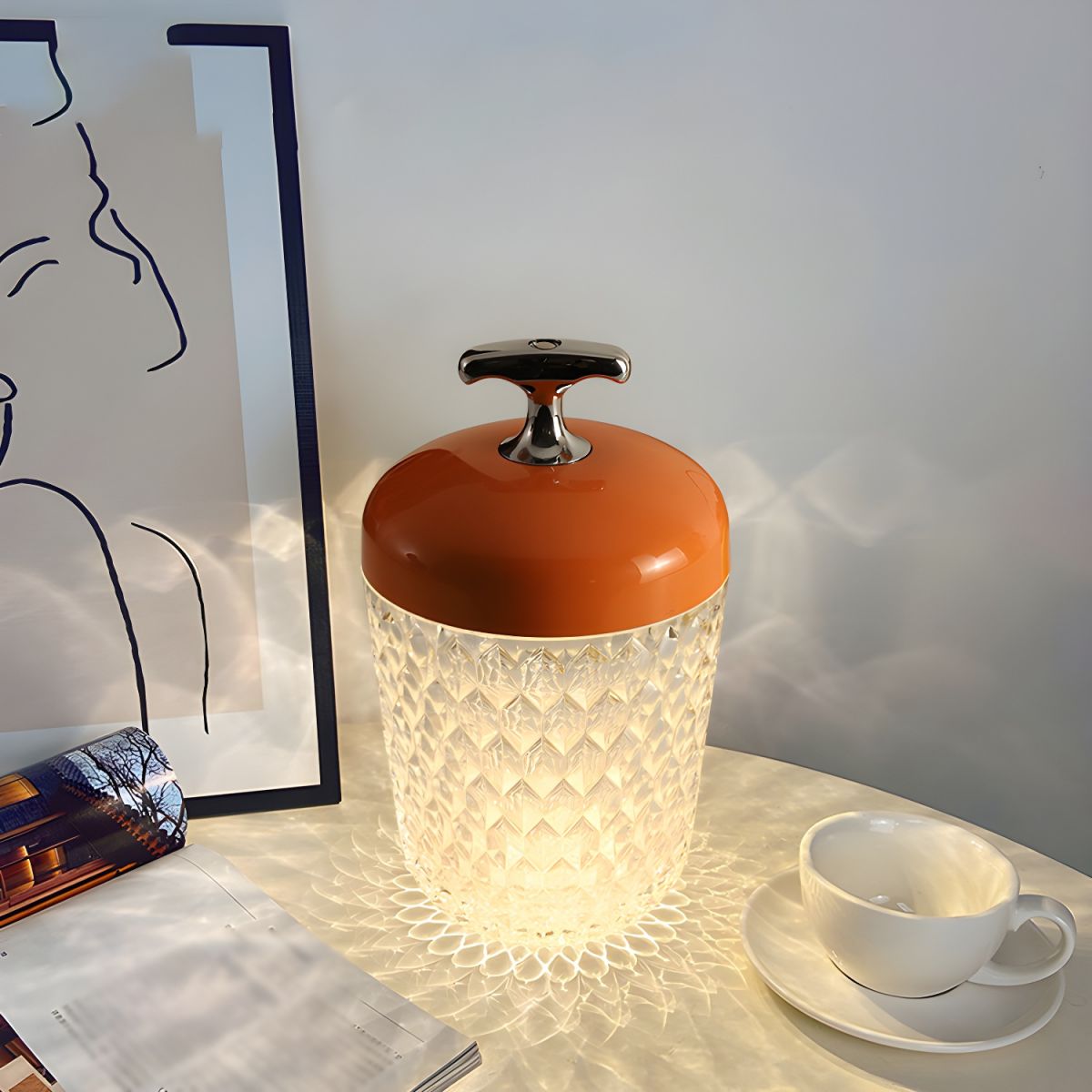 Lampe de chvet Scandinave en Verre Taillé - Opale Image