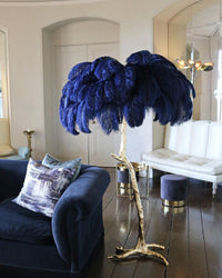 Lampadaire en Laiton et Plumes d'autruche - Opale