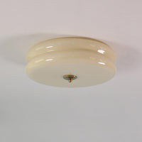 Plafonnier art déco finition or et abat-jour beige