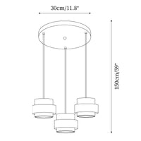 Schéma des dimensions du modèle rond trois lampes 30 cm