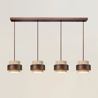 Suspension travertin linéaire à quatre lampes