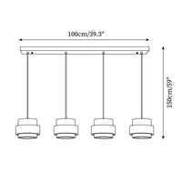 Schéma des dimensions du modèle quatre lampes 100 cm