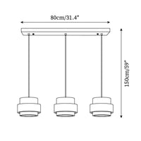 Schéma des dimensions du modèle trois lampes 80 cm