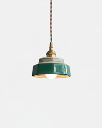 Suspension céramique verte émaillée avec détails laiton
