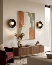 Applique murale design en céramique noire en duo dans un salon contemporain