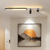 Plafonnier salon LED design noir avec spots orientables dans un couloir moderne