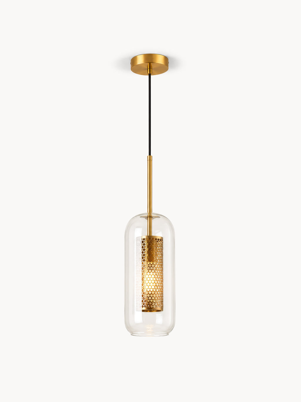 Suspension Industrielle en Verre et Métal Doré