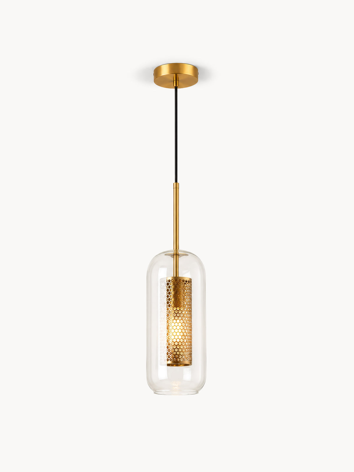 Suspension Industrielle en Verre et Métal Doré