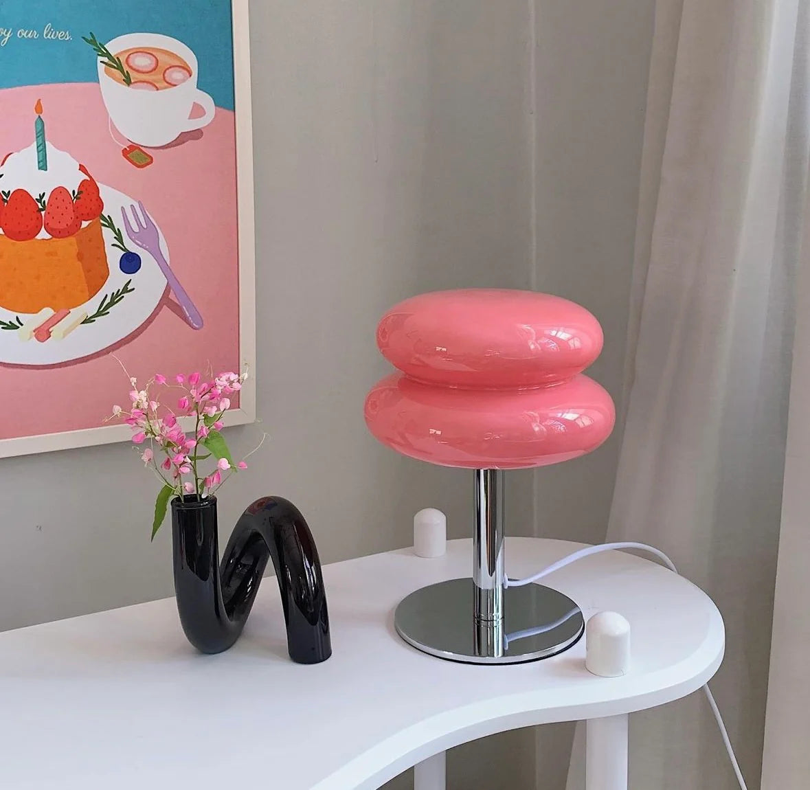 Lampe de chevet Macaron Vintage en Verre - section Image