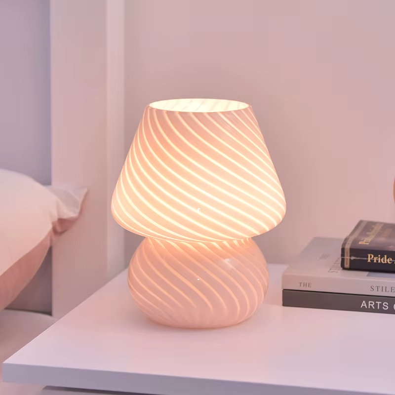 Lampe de chevet en Verre Rayé LED Vintage