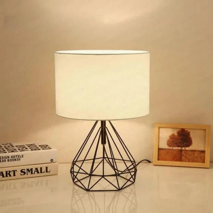 Lampe de Chevet Géométrique et Abat-Jour en Lin