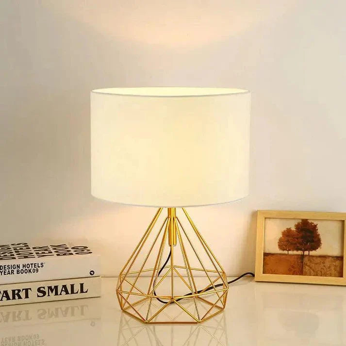 Lampe de Chevet Géométrique et Abat-Jour en Lin