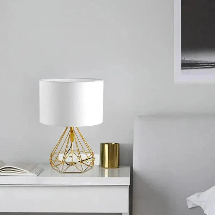 Lampe de Chevet Géométrique et Abat-Jour en Lin