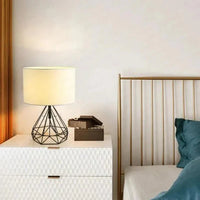 Lampe de Chevet Géométrique et Abat-Jour en Lin