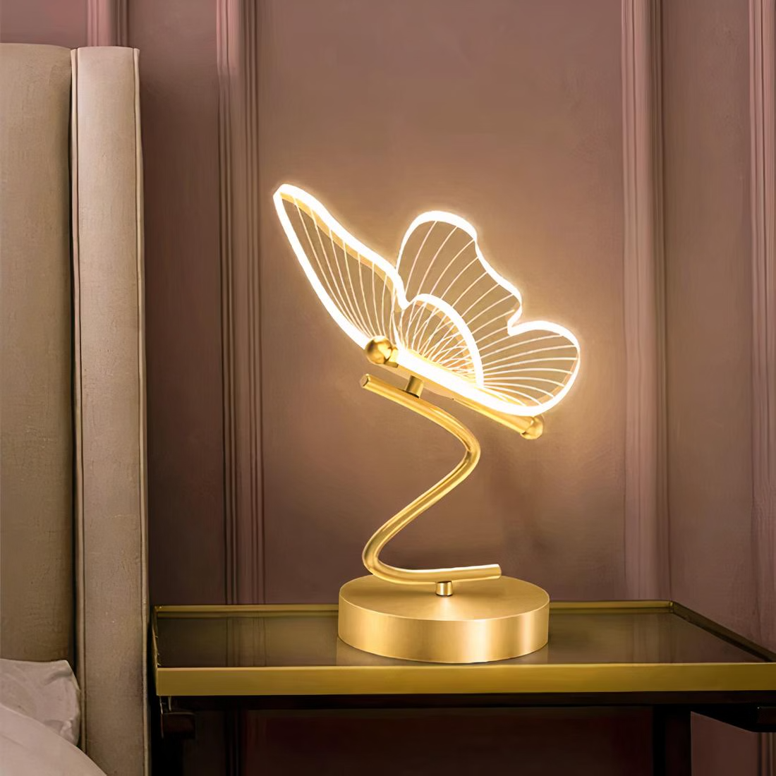 Lampe de chevet Papillon dorée LED - section Image