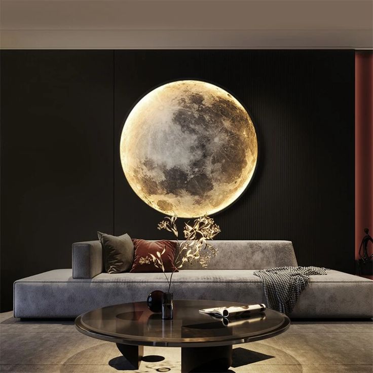 Applique Murale Pleine Lune et Terre 3D LED - section Image