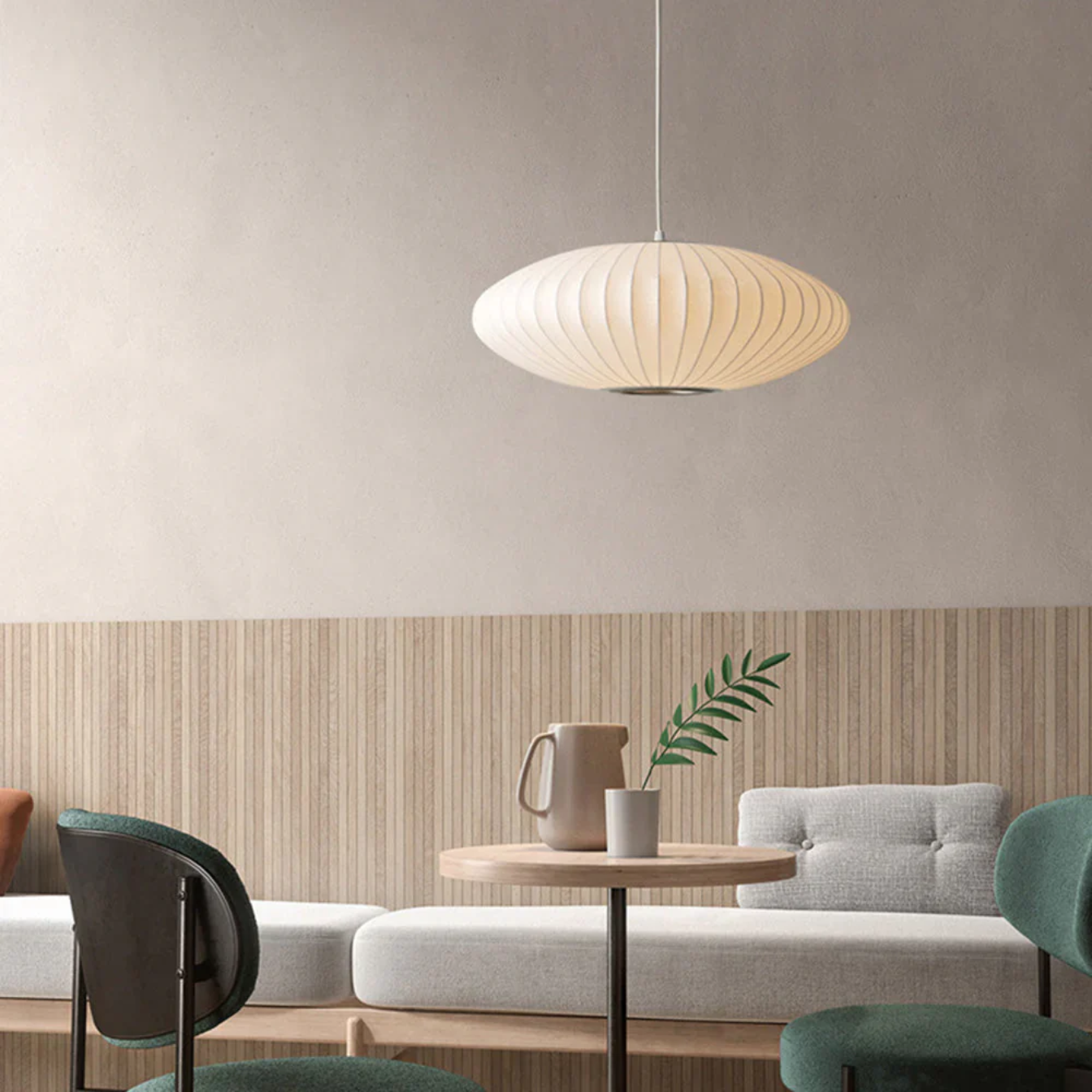 Lampe de Chevet Suspendue en Soie Plissée Asiatique