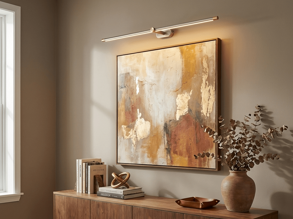 Applique murale sans fil rechargeable au-dessus d'un buffet Image