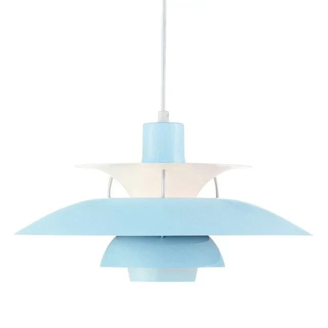 Suspension scandinave en métal coloré coloris bleu pur, vue de face