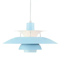 Suspension scandinave en métal coloré coloris bleu pur, vue de face