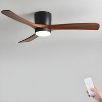 Ventilateur de plafond noir et bois noyer