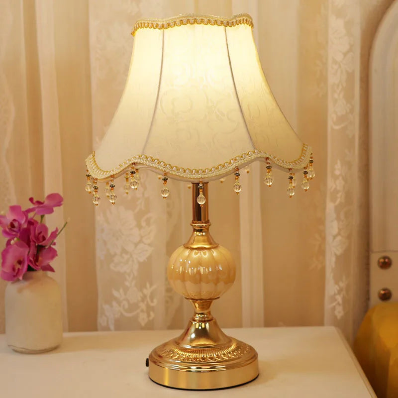 Lampe de chevet Baroque avec Abat-Jour en Tissu - Opale