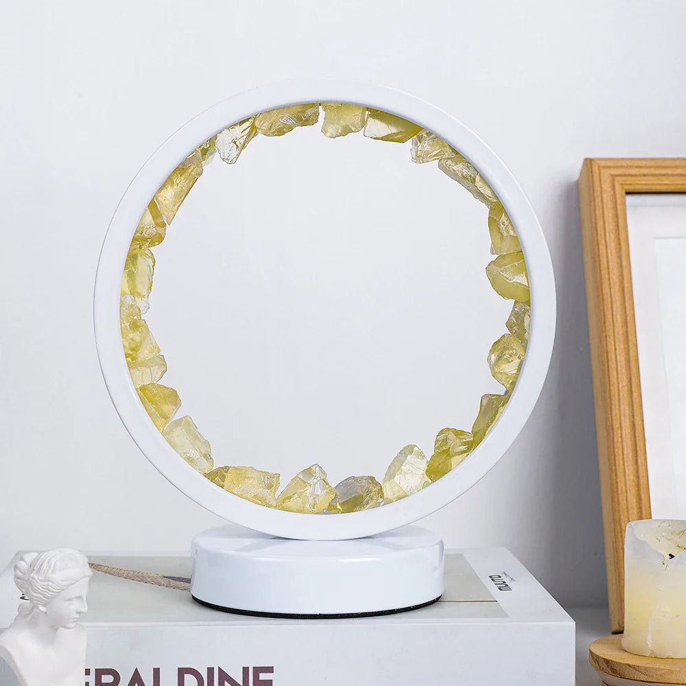 Lampe de chevet LED Ronde en Pierre Précieuse Naturelle - Opale