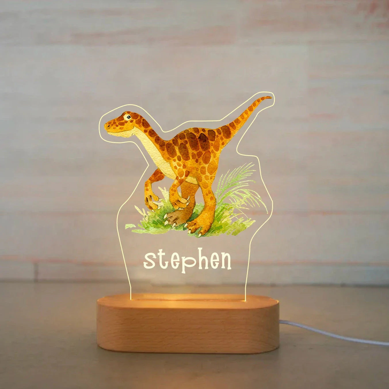 Lampe de chevet Enfant Jungle Nom Personnalisé - Opale