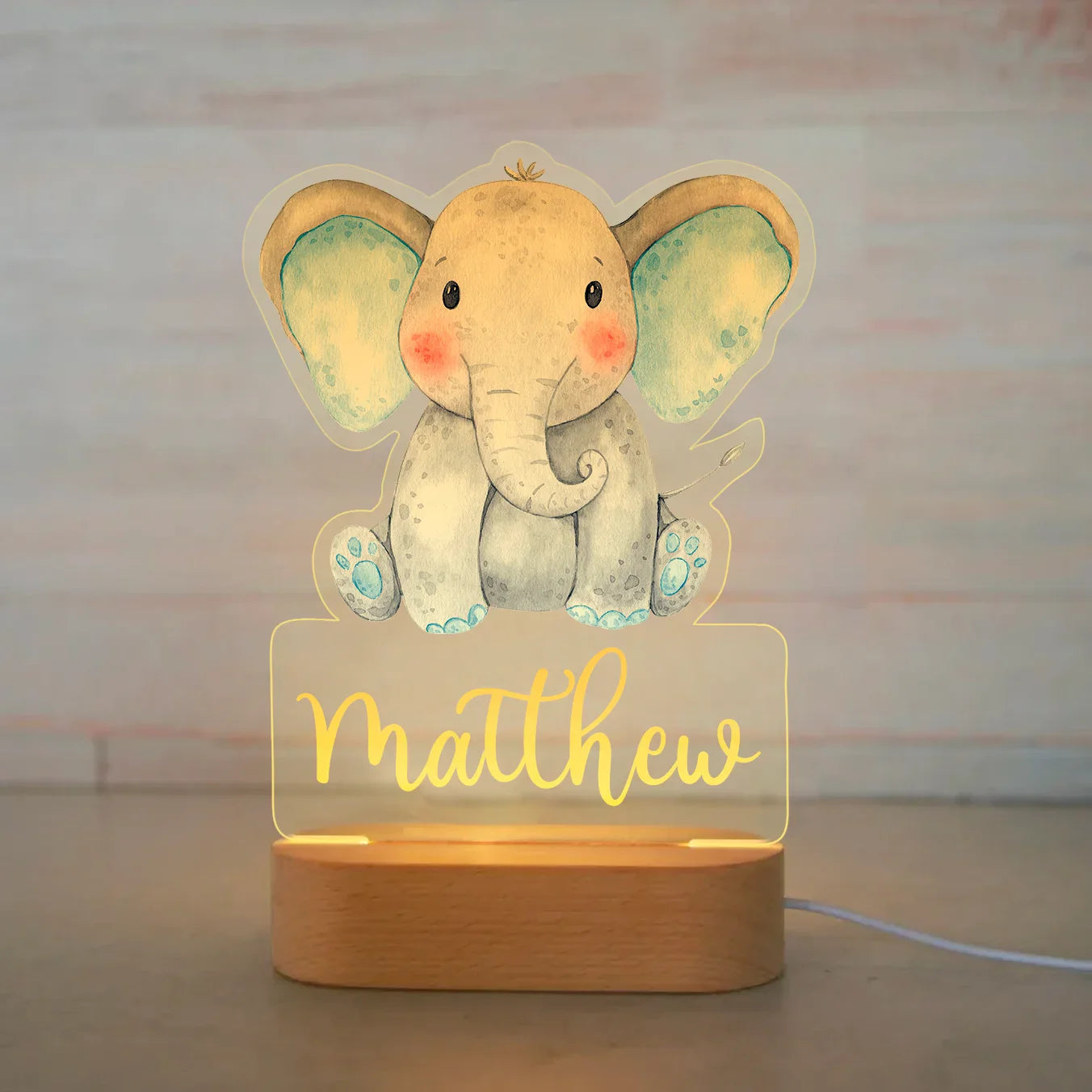 Lampe de chevet Enfant Jungle Nom Personnalisé - Opale