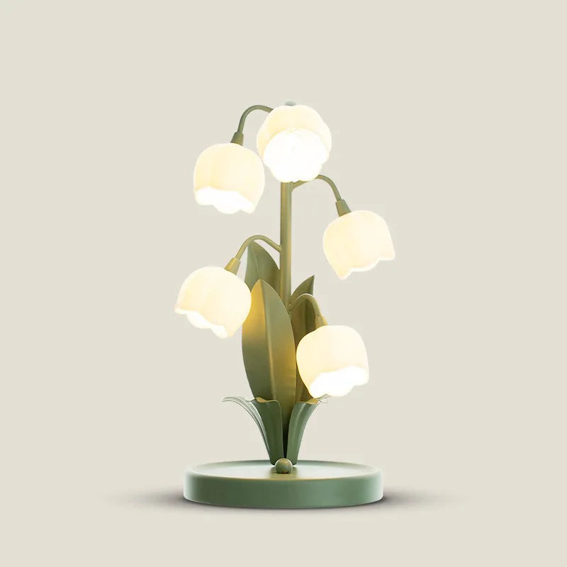 Lampe de chevet à Fleurs de Muguet Vintage - Opale