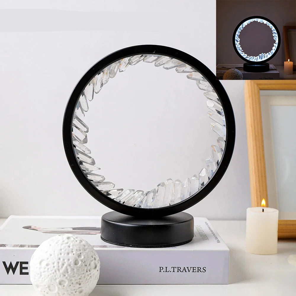 Lampe de chevet LED Ronde en Pierre Précieuse Naturelle - Opale