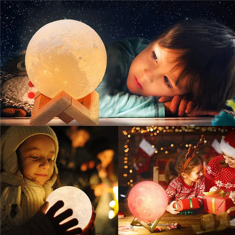 Lampe de chevet Lune 3D - Opale