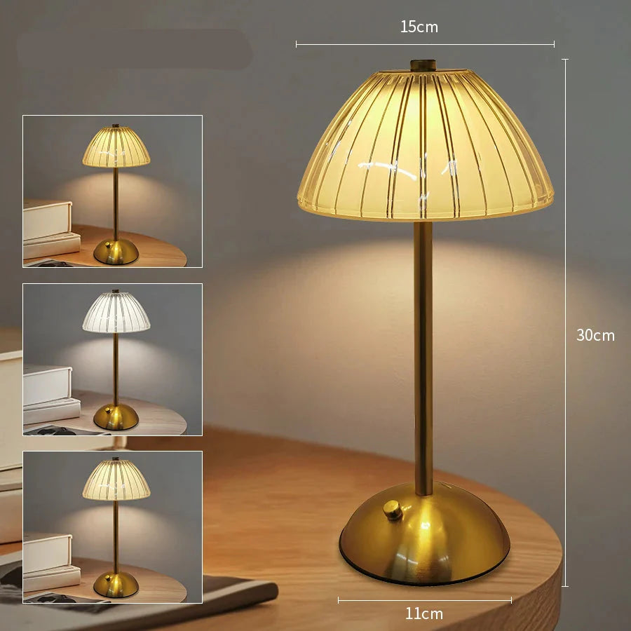Lampe de chevet Baroque Tactile en Verre - Opale