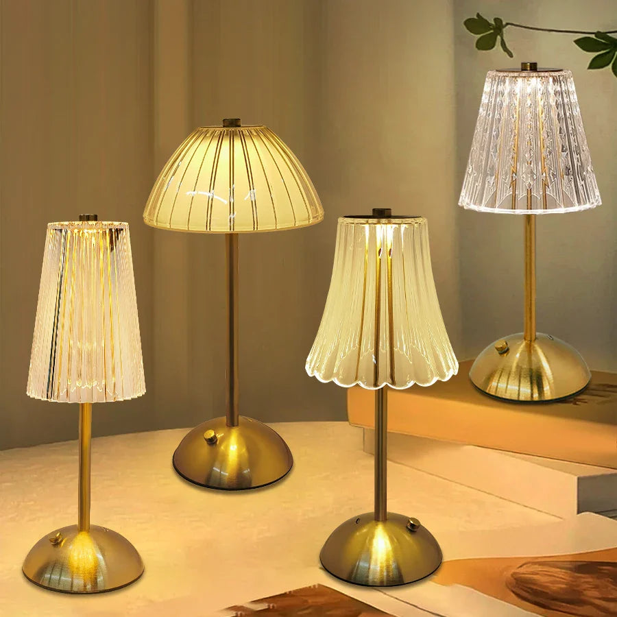 Lampe de chevet Baroque Tactile en Verre - Opale Image