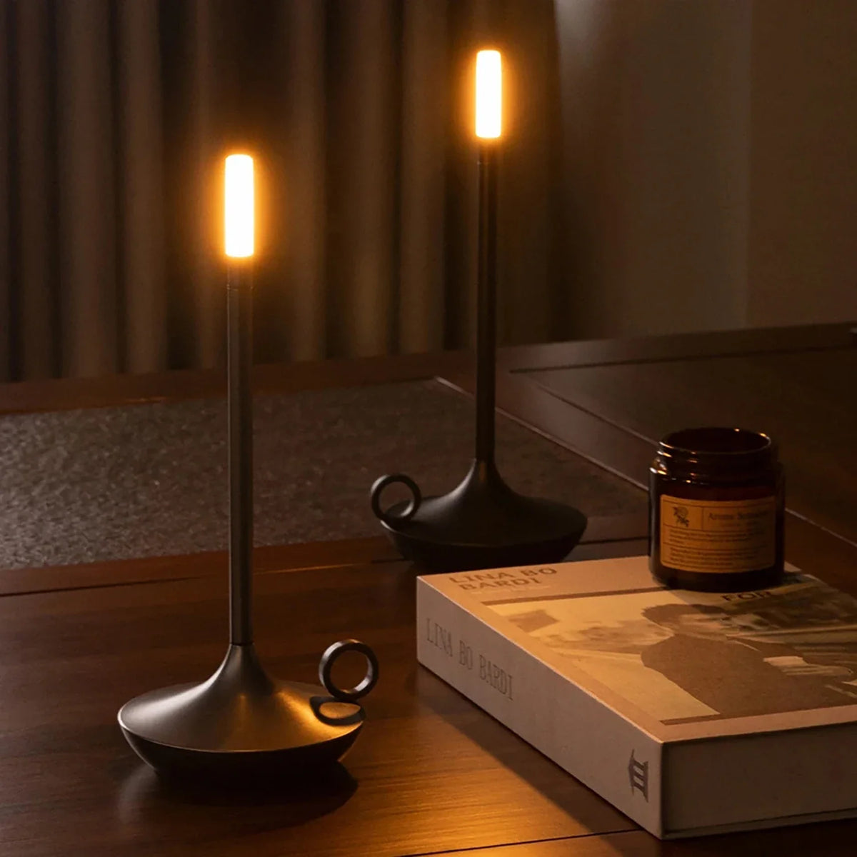 Lampe de chevet Industrielle en Forme de Bougeoir - Opale