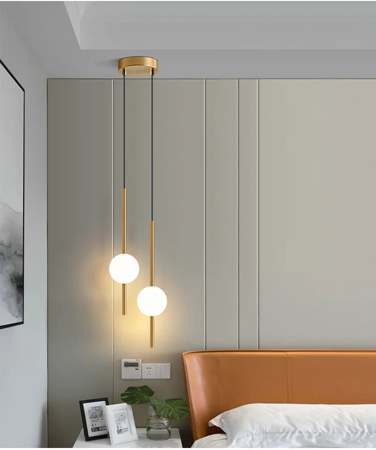 Lampe de chevet Moderne Suspendue Boule en Verre Nordique - Opale