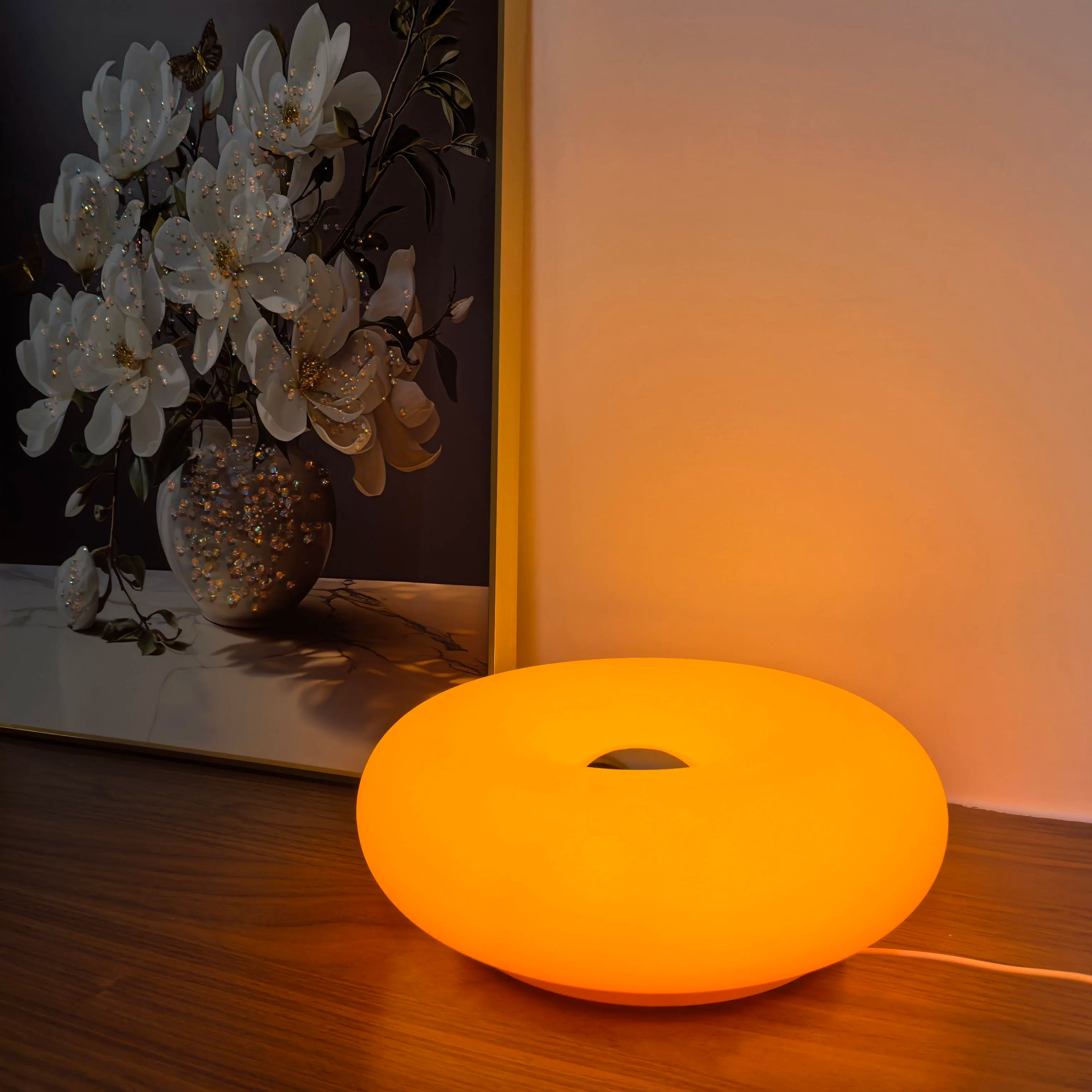 Lampe de chevet Vintage Donut en Verre - Opale
