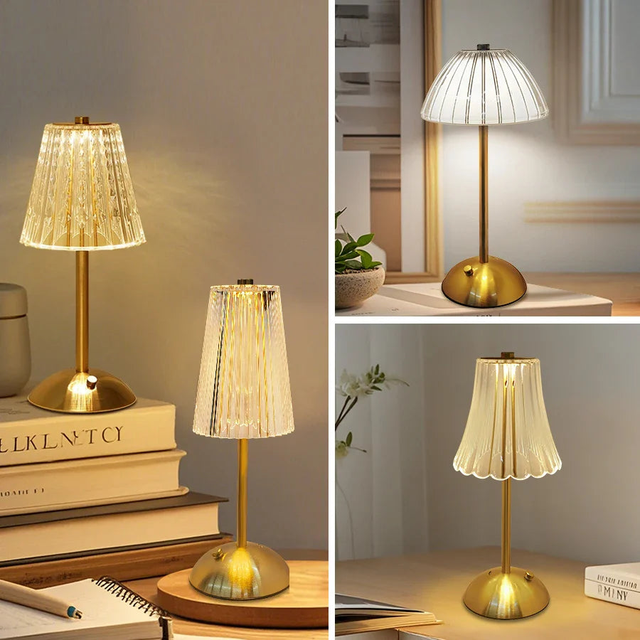 Lampe de chevet Baroque Tactile en Verre - Opale