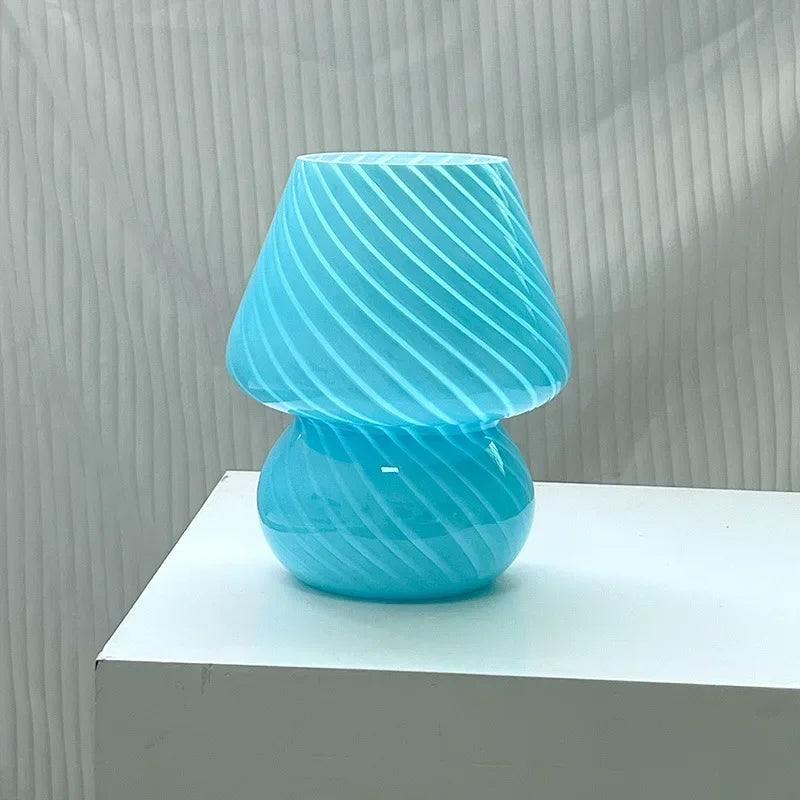 Lampe de chevet en Verre Rayé LED Vintage - Opale