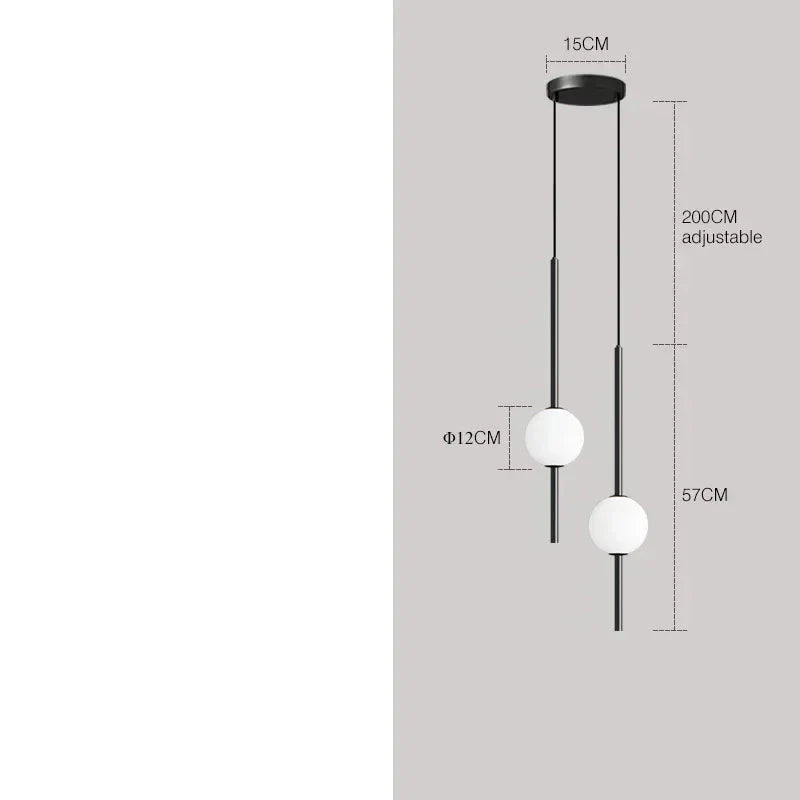 Lampe de chevet Moderne Suspendue Boule en Verre Nordique - Opale
