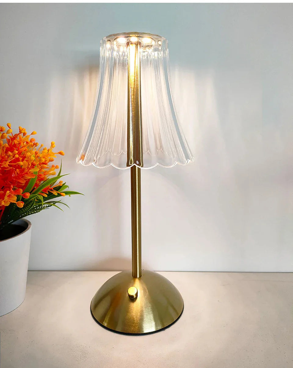 Lampe de chevet Baroque Tactile en Verre - Opale